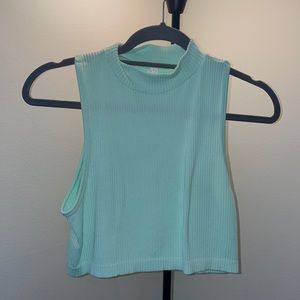 Mint Green Turtle Neck Crop Top
